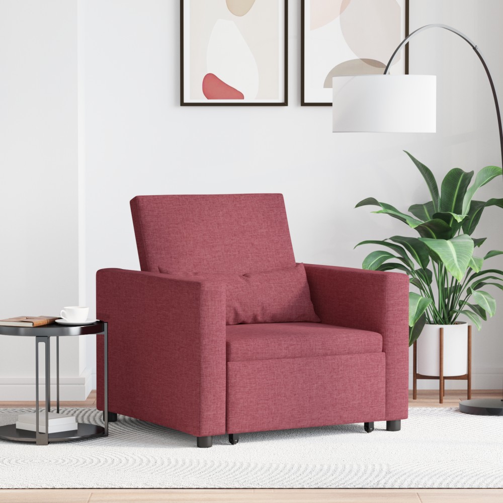 vidaXL Sofa Pat Unilaterala cu roți bordo 90 x 165 x 87 cm țesătură