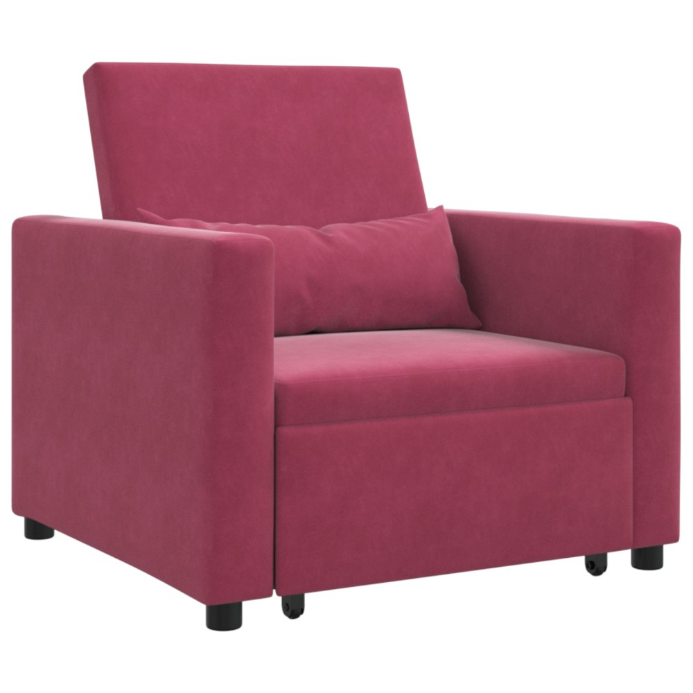 vidaXL Sofa Pat Unilaterala cu roți bordo 90 x 165 x 87 cm Catifea
