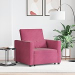 vidaXL Sofa Pat Unilaterala cu roți bordo 90 x 165 x 87 cm Catifea