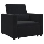 vidaXL Canapea Extensibilă 3 în 1 pentru O Persoană Catifea Neagră