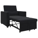 vidaXL Canapea Extensibilă 3 în 1 pentru O Persoană Catifea Neagră