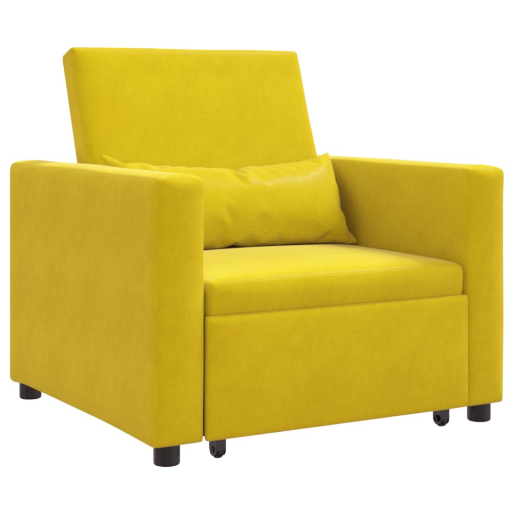 vidaXL Sofa Pat Unilaterala cu roți Galben 90 x 165 x 87 cm Catifea