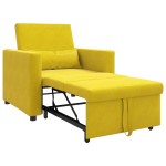 vidaXL Sofa Pat Unilaterala cu roți Galben 90 x 165 x 87 cm Catifea