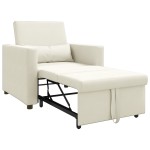 vidaXL 3 în 1 Fotoliu Pat Singur Convertible Crem Catifea