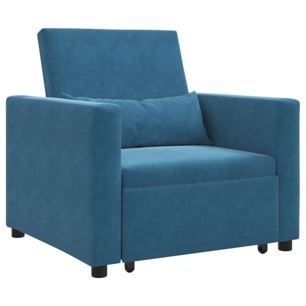 vidaXL Sofa Pat Unilaterala cu roți albastru 90 x 165 x 87 cm Catifea