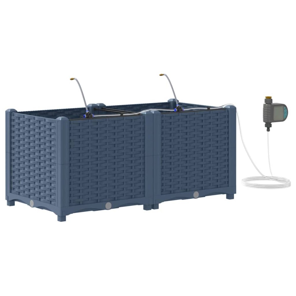 vidaXL Vază pentru Grădină Basketweave cu depozitare Gri 40 x 40 x 126cm Plastic