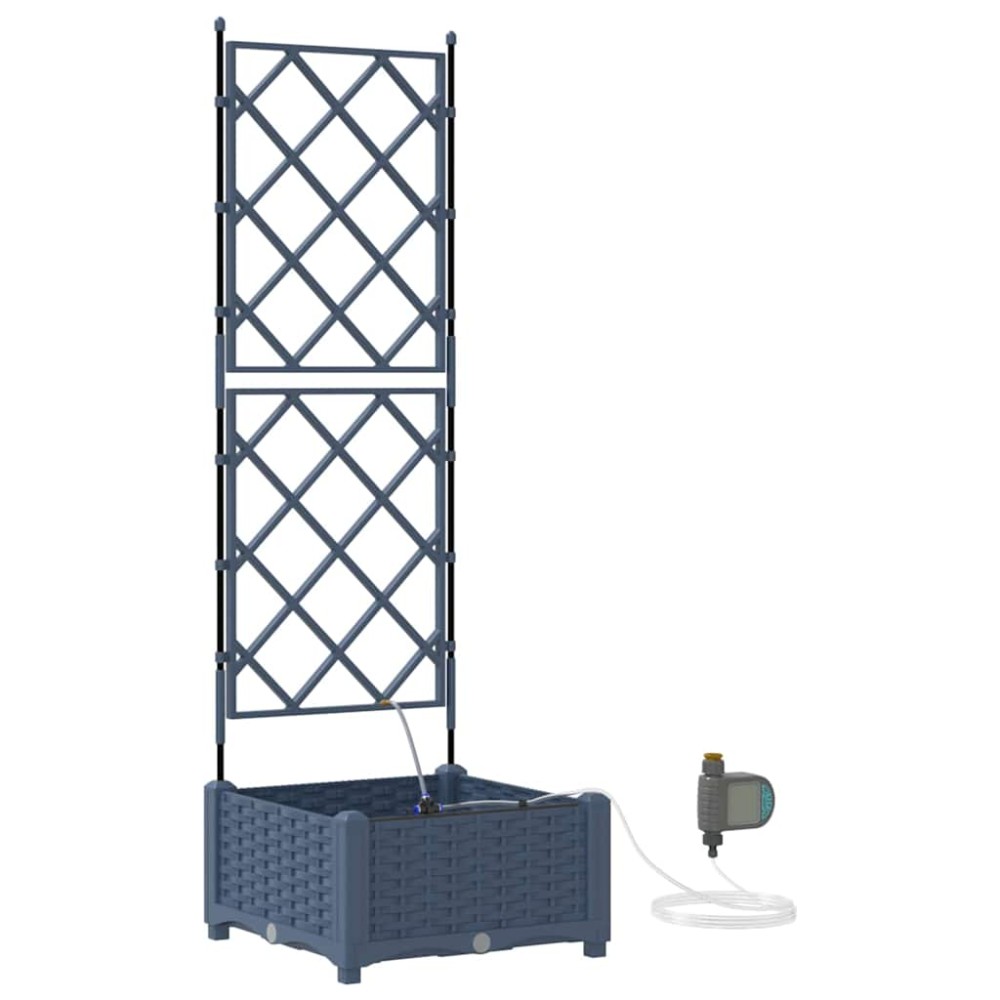 vidaXL Vază pentru Grădină Zăbrele cu depozitare Gri 40 x 40 x 126cm Plastic