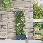 vidaXL Vază pentru Grădină Zăbrele cu depozitare Gri 40 x 40 x 126cm Plastic