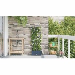 vidaXL Vază pentru Grădină Zăbrele cu depozitare Gri 40 x 40 x 126cm Plastic