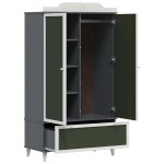 vidaXL Dulap cu tablă de scris cu sertar Gri și alb Lemn compozit