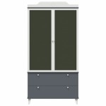 vidaXL Dulap cu tablă de scris cu sertar Gri și alb Lemn compozit