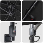 vidaXL Parasol de Grădină Negru 248,5 x 247,5 x 160 cm