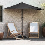 vidaXL Parasol de Grădină Negru 294 x 150 x 224 cm Poliester și oțel