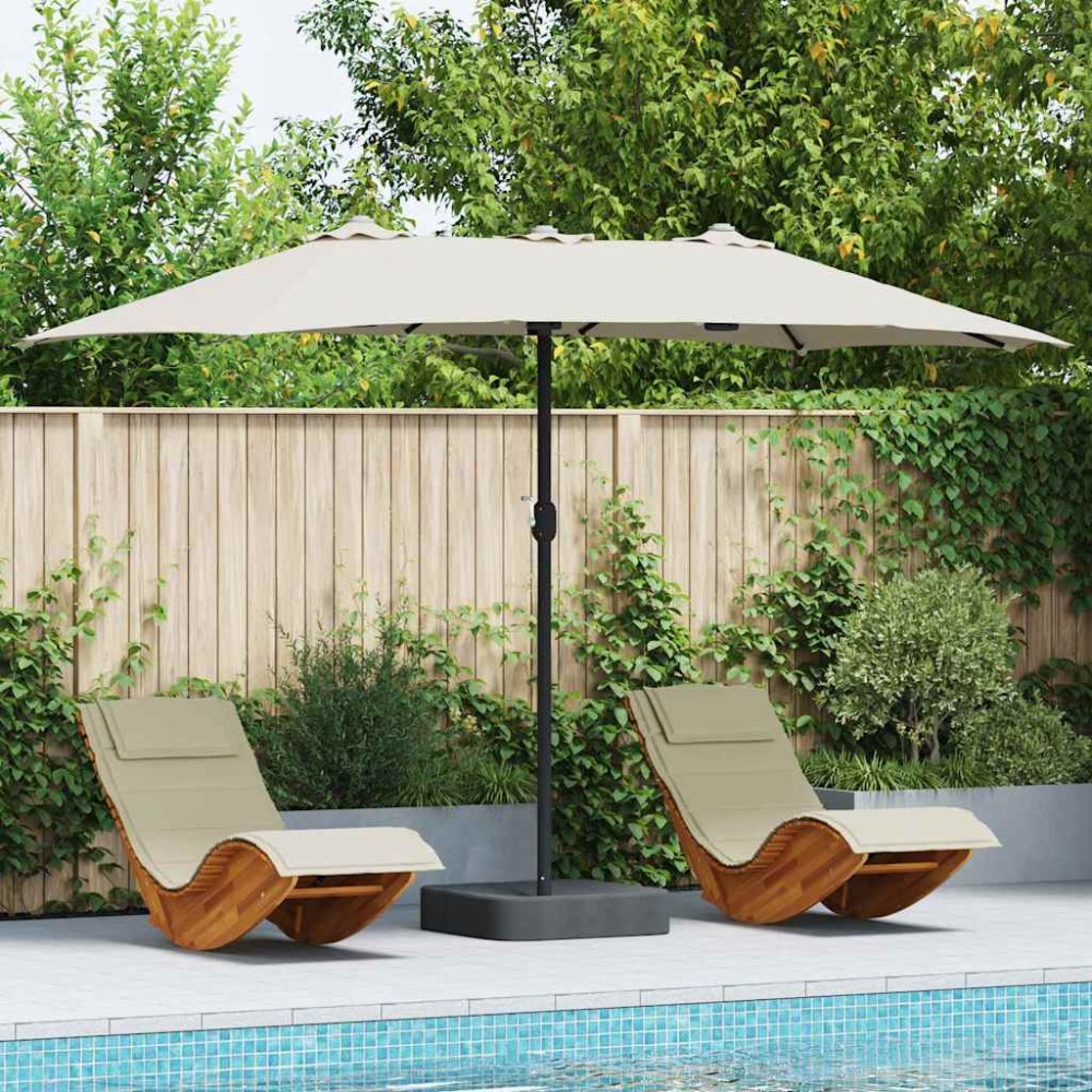 vidaXL Parasol de Grădină Nisipiu 385 x 209 x 244 cm Poliester și oțel