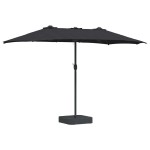vidaXL Parasol de Grădină Negru 385 x 209 x 244 cm Poliester și oțel