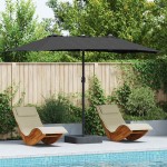 vidaXL Parasol de Grădină Negru 385 x 209 x 244 cm Poliester și oțel