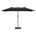 vidaXL Parasol de Grădină Negru 385 x 209 x 244 cm Poliester și oțel