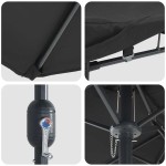vidaXL Parasol de Grădină Negru 385 x 209 x 244 cm Poliester și oțel