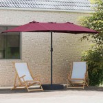 vidaXL Parasol de Grădină Roșu Bordeaux 385 x 209 x 244 cm Poliester