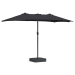 vidaXL Parasol de Grădină Negru 385 x 209 x 244 cm Poliester