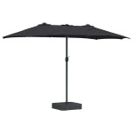 vidaXL Parasol de Grădină Negru 385 x 209 x 244 cm Poliester