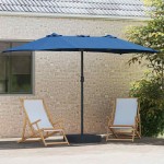 vidaXL Parasol de Grădină Albastru azur 385 x 209 x 244 cm Poliester