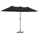 vidaXL Parasol de Grădină Negru 370 x 197 x 239 cm
