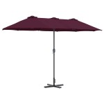 vidaXL Parasol de Grădină Roșu bordo 370 x 197 x 239 cm
