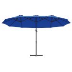 vidaXL Umbrelă de soare Albastru azur 372 x 198 x 243 cm