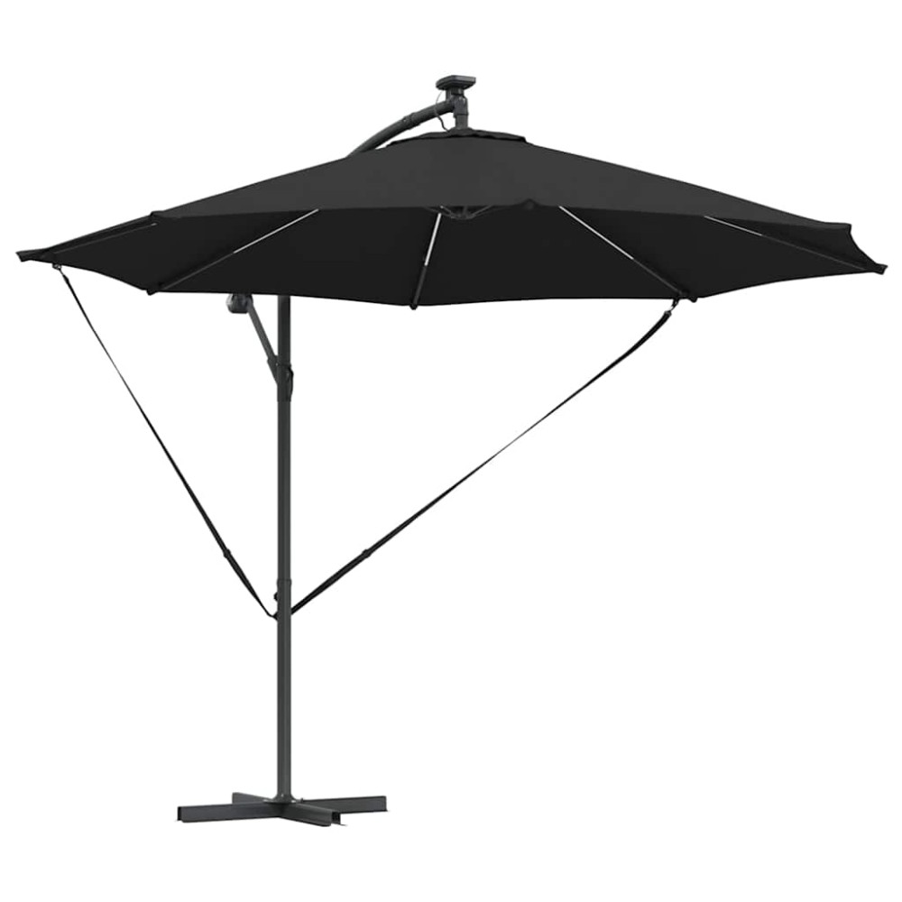 vidaXL Umbrelă de soare Negru 294 x 294 x 248 cm Poliester și Aluminiu