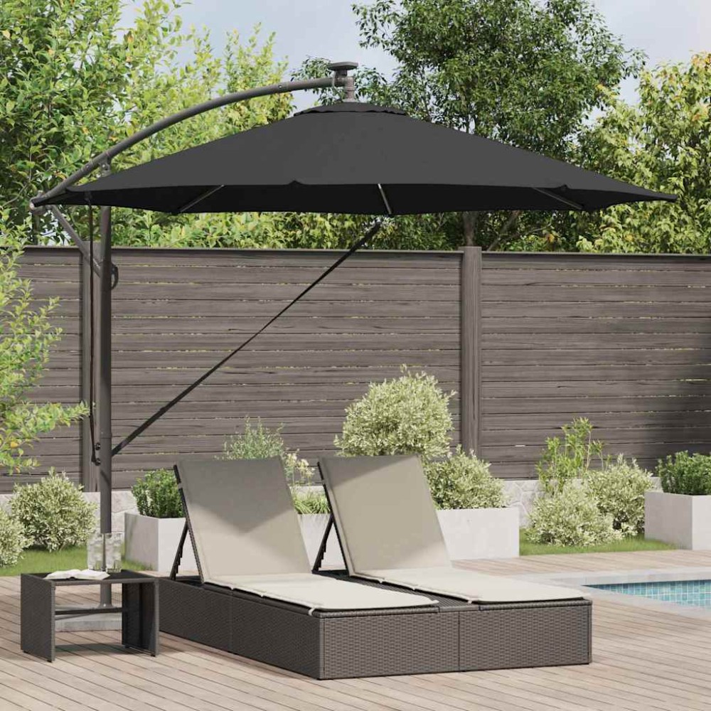 vidaXL Umbrelă de soare Negru 294 x 294 x 248 cm Poliester și Aluminiu