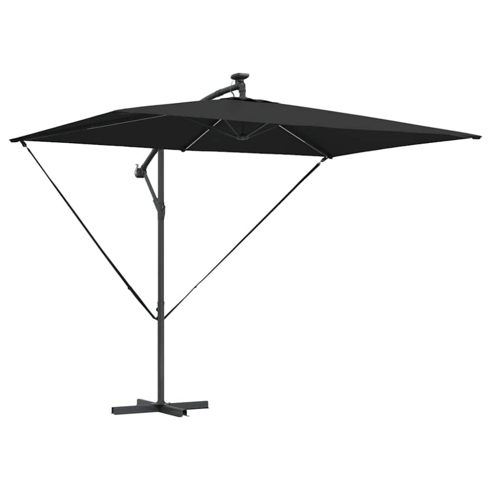 vidaXL Umbrelă de soare Negru 294 x 200 x 270 cm Poliester și Aluminiu