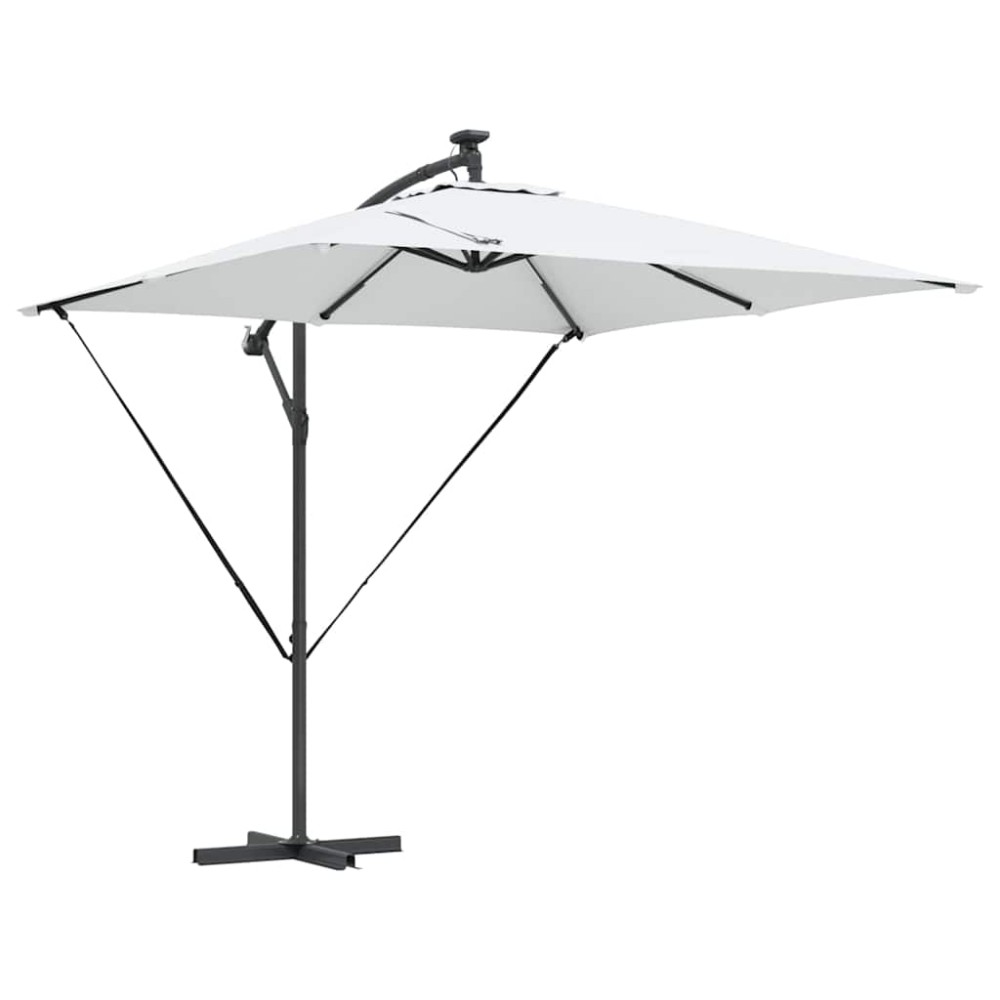 vidaXL Parasol banana cu brațe Nisipiu 249 x 249 x 250 cm