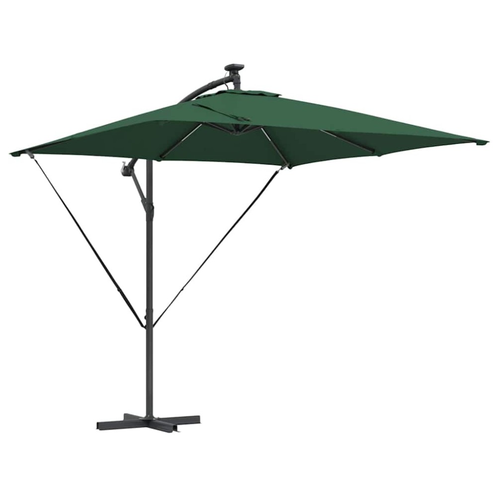 vidaXL Parasol banana cu brațe Verde 249 x 249 x 250 cm