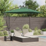 vidaXL Parasol banana cu brațe Verde 249 x 249 x 250 cm