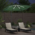 vidaXL Parasol banana cu brațe Verde 249 x 249 x 250 cm