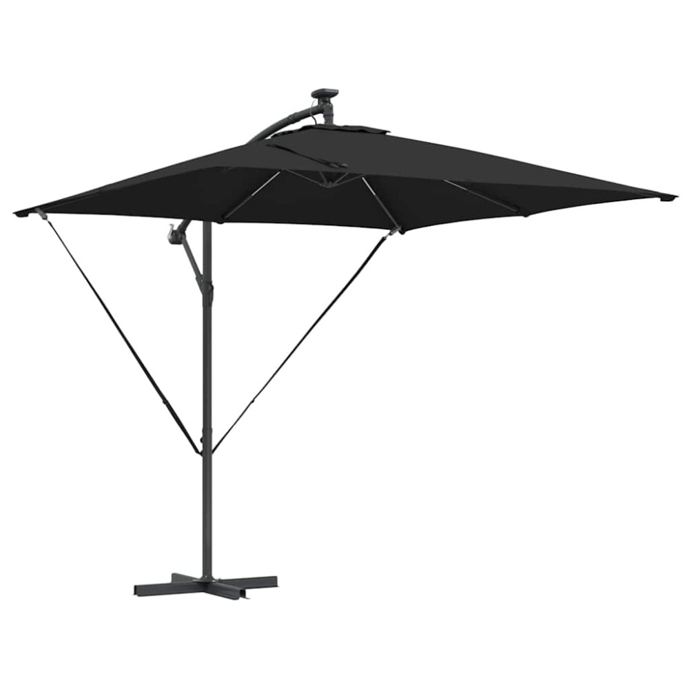 vidaXL Parasol banana cu brațe Negru 249 x 249 x 250 cm