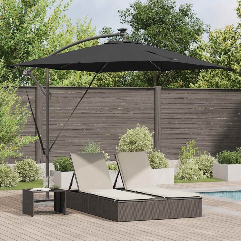 vidaXL Parasol banana cu brațe Negru 249 x 249 x 250 cm