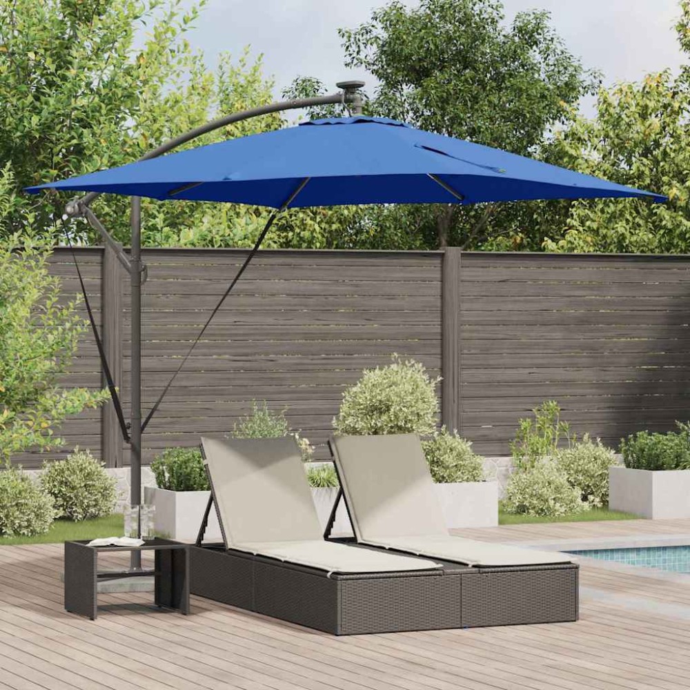 vidaXL Parasol banana cu brațe albastru 249 x 249 x 250 cm