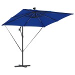 vidaXL Parasol banana cu brațe albastru 249 x 249 x 250 cm
