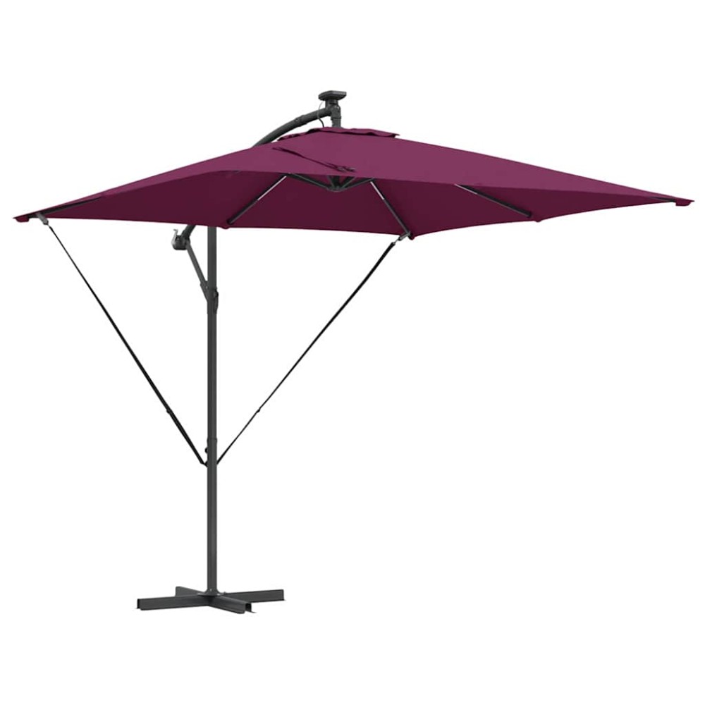 vidaXL Parasol banana cu brațe Roșu bordo 249 x 249 x 250 cm
