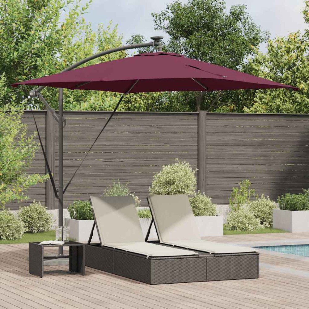 vidaXL Parasol banana cu brațe Roșu bordo 249 x 249 x 250 cm