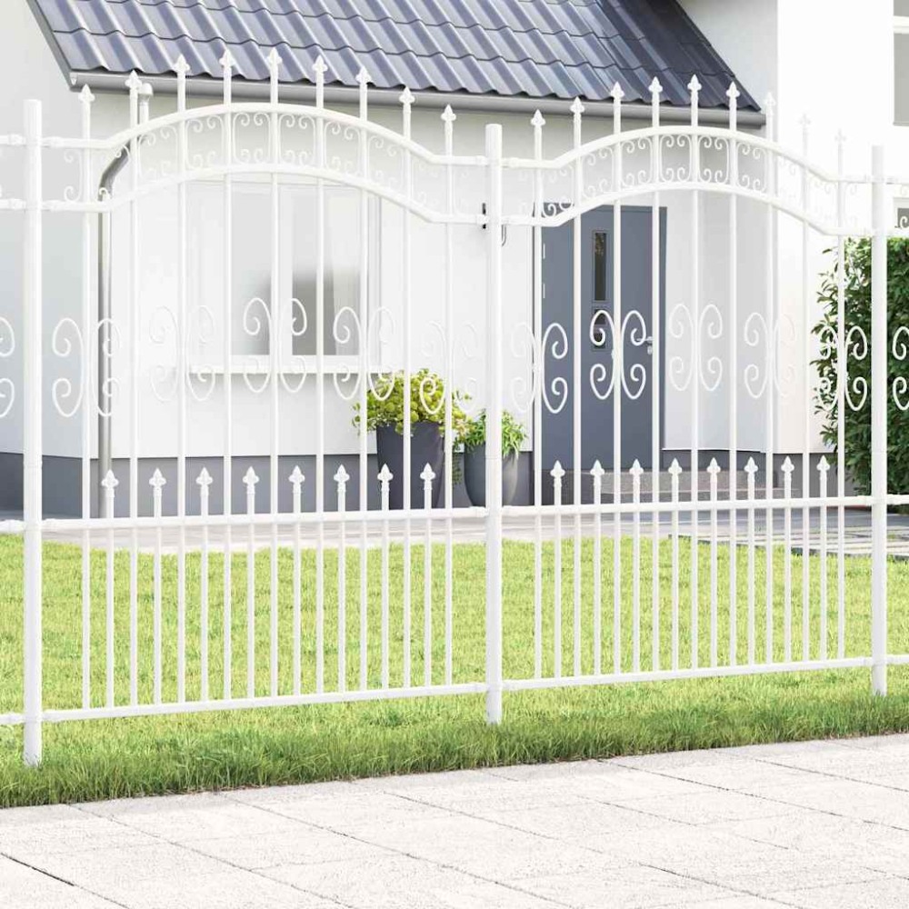 vidaXL Gard de Grădină Alb 190 cm Oțel vopsit în pulbere