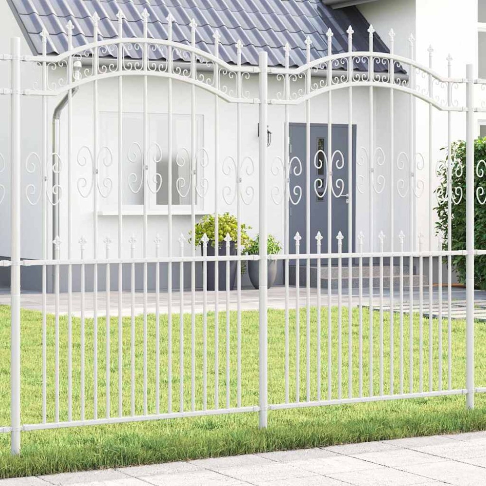 vidaXL Gard de Grădină Alb 215 cm Oțel vopsit în pulbere