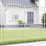 vidaXL Gard de Grădină Alb 215 cm Oțel vopsit în pulbere