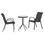 vidaXL Set Bistro de Grădină 3 pcs Negru Oțel vidaXL Set Bistro de Grădină 3 pcs Negru Oțel