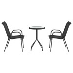 vidaXL Set Bistro de Grădină 3 pcs Negru Oțel vidaXL Set Bistro de Grădină 3 pcs Negru Oțel