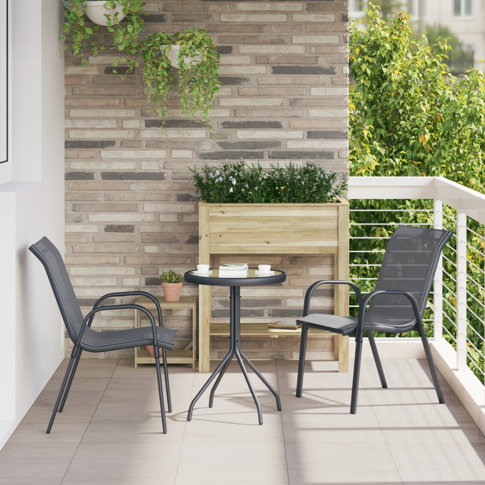 vidaXL Set Bistro de Grădină 3 pcs Gri Oțel