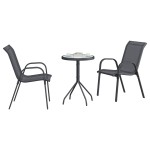 vidaXL Set Bistro de Grădină 3 pcs Gri Oțel vidaXL Set Bistro de Grădină 3 pcs Gri Oțel