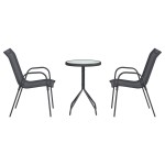 vidaXL Set Bistro de Grădină 3 pcs Gri Oțel vidaXL Set Bistro de Grădină 3 pcs Gri Oțel
